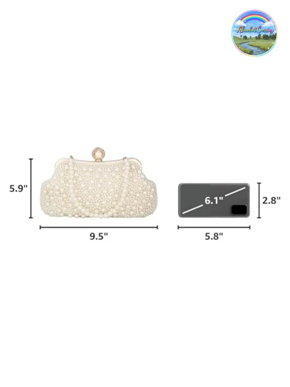 Pearl Clutch Bag with Crystal Beads Evening Wedding Clutch Handmade